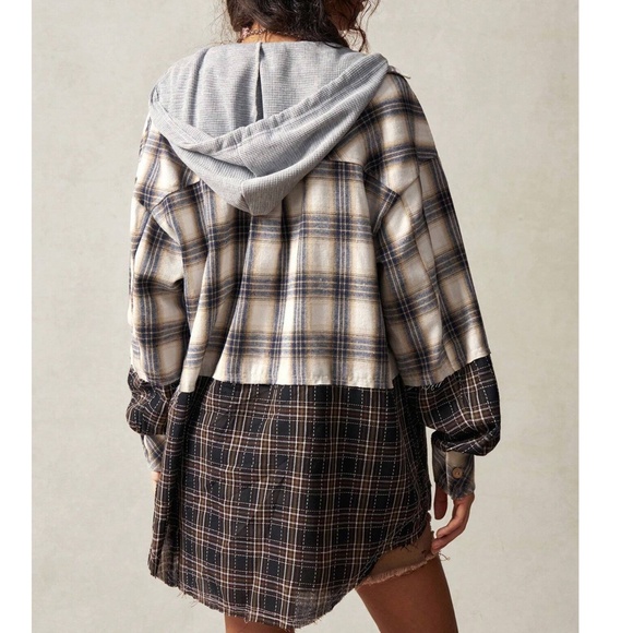 Cozy Plaid print Button Down Oversized Jacket Shacket - Picture 2 of 7
